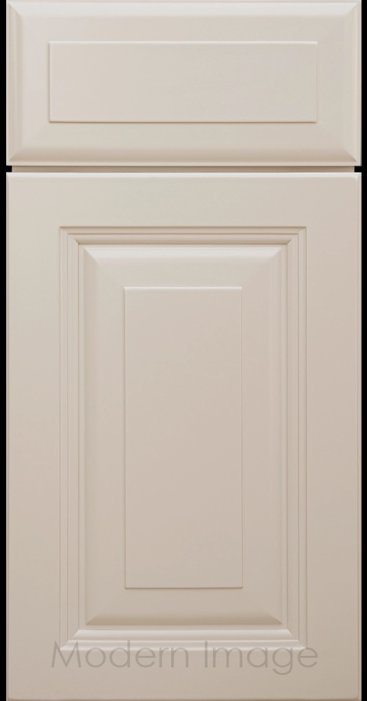 Durango raised panel cabinet door in a Beige color featuring a stepped molded frame.